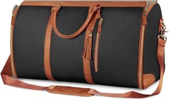 Generic Compatible For 1pc Foldable Womens Travel Convenient Carry-on Clothing Bag Large Leather Duffel Business(Black B)