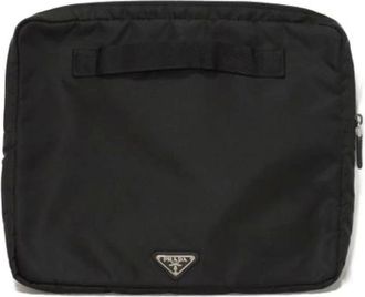 Prada Pre-owned Clutches, male, Black, Size: ONE SIZE Pre-owned Tessuto Nylon Clutch Bag