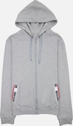 Moschino Mens Moschino Underwear Pocket Tape Logo Hoody Light Grey - Size: 34