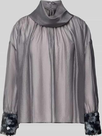 Luisa Cerano Luisa Cerano Bluse aus Viskose-Mix mit Rollkragen und Pailletten in Dunkelgrau, Gr&ouml;&szlig;e 34