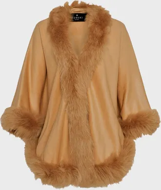 Gorski Cashmere Cape With Toscana Shearling Lamb Trim