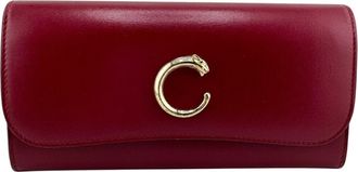 Cartier Panth&egrave;re Wine Red Leather Long Wallet (Bi-Fold) (Pre-Owned)