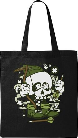 Generic Robin Hood Skull Archer Take From The Rich Give To The Poor Natural Ecological Cotton Tote Bag Black
