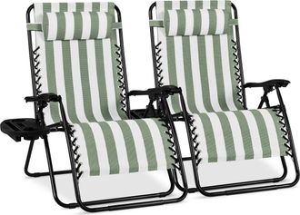 Best Choice Products Set of 2 Extra Wide Zero Gravity Lounge Chair Recliners w/ Cup Holder