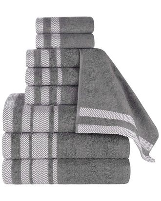 Superior 9Pc Zero Twist Cotton Dobby Border Plush Soft Absorbent Towel Set