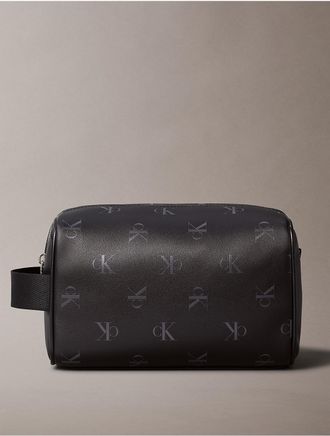Calvin Klein Jeans Calvin Klein Mens Allover CK Monogram Logo Dopp Kit - Black - OS