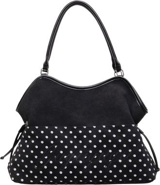 Generic Cymwer Women Faux Suede Tote Bag Polka Dot Shoulder Bags for Work Shopping (Black)