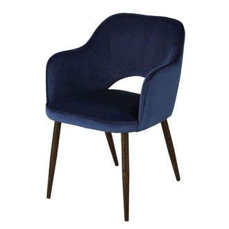 Maisons du monde Silla de comedor profesional de terciopelo azul noche
