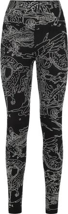 Philipp Plein Jogging Leggings Skeleton Tattoo - Dames - Leggings - Zwart - XS - Katoen - Broeken