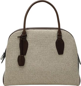 The Row India 12 Canvas en Leren Tas - Dames - Handtassen - Beige - ONE Size - Katoen - Tassen