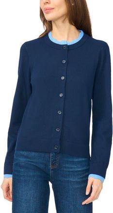 CeCe by Cynthia Steffe Crewneck Cardigan in Blue Midnight at Nordstrom, Size X-Small