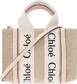Chlo&eacute; Woody Mini shopper tas - Dames - Mini tas - Beige - ONE Size - Leer - Tassen
