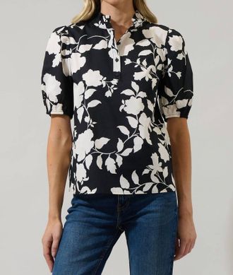 Sugarlips Mableton Floral Blouse In Black And Cream