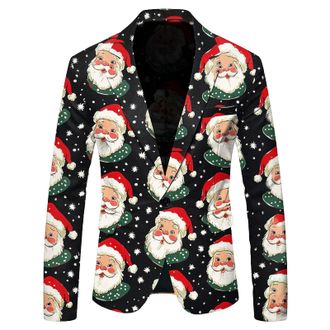 Generic Mens Christmas Blazer Christmas Suit Long Sleeve Slim Fit Causal One Button Suit Jacket 2025 Festive Costume Sporty Mens Blazers Jacket with Buttons B