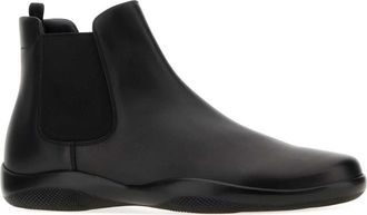 Prada Mens Black Leather Ankle Boots Nero Mocassini Loafers