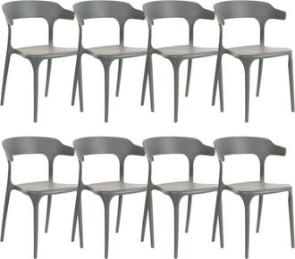 Beliani Conjunto De 8 Sillas Gris Claro Polipropileno Resistente Interior Exterior Gubbio