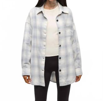 tentree Fernwood Flannel Shirt In Harbour Grey Shadow Plaid