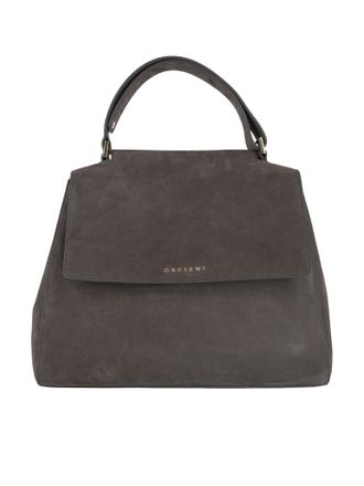Orciani Nubuck Leather Medium Shoulder Bag with Flap Closure