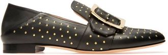 Bally Janelle Buckle Studded Leather Loafers