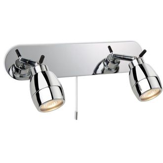 Netlighting Marine 2 Light Spotlights Bar Switched Bathroom Ceiling Light Chrome IP44 GU10 in Grey