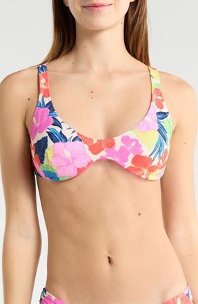 Rip Curl Party Wave Multi Fit Underwire Bikini Top in Pink Multi at Nordstrom, Size Xx-Small