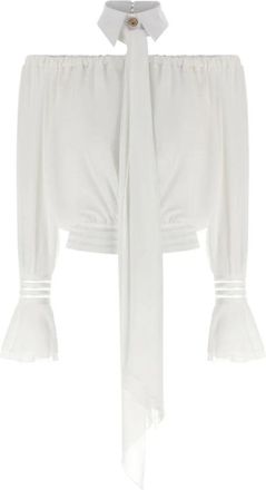 Elisabetta Franchi Off-shoulder Blouse - Dames - Blouses - Wit - S - Polyester - Overhemden