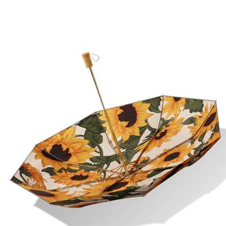 Generic Waterproof Coating UPF 50+ Anti-Uv Umbre Folding Umbrella Travel Umbrella, Sunflower