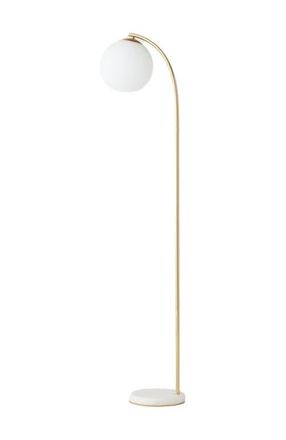 Brightech Luna Drop 75 Modern LED Floor Lamp with Frosted Glass Globe Shade in Antique Brass at Nordstrom