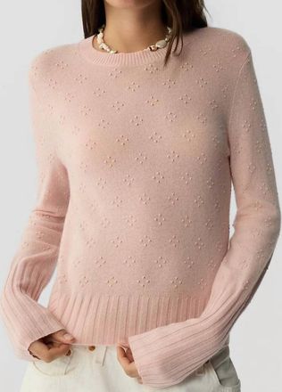 Guest In Residence Compass Shrunken Crew Sweater In Powder Pink