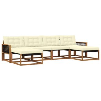 vidaXL Conjunto De Sof&aacute;s De Exterior Con Coj&iacute;n 6 Pcs Natural Y Crema Vidaxl