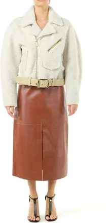 Chlo&eacute; Womens Beige Polyester Biker Jacket Clothing