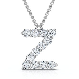 Pompeii3 1Ct Diamond Initial Z Pendant 14k Gold 18 Necklace Lab Grown 5/8 Tall