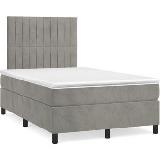 vidaXL Vidaxl - Cama Box Spring Con Colch&oacute;n Terciopelo Gris Claro 120x190 Cm