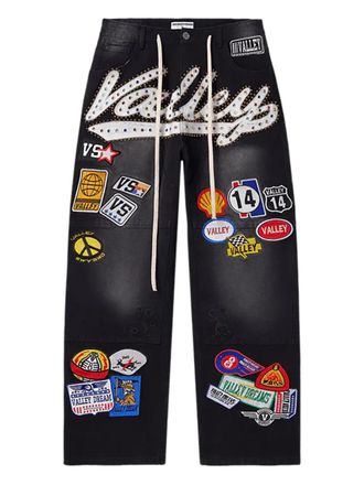 Vale 1980s Painters verfraaide denim shorts - Zwart