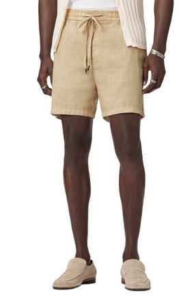 John Varvatos Daryl Linen Blend Drawstring Shorts in Faded Twine at Nordstrom, Size 33