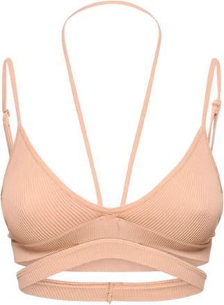 ADĀMO Andrea Adamo Geribbelde Crop Top met Cut-Out Detail - Dames - BHs - Beige - 2XS - Ondergoed