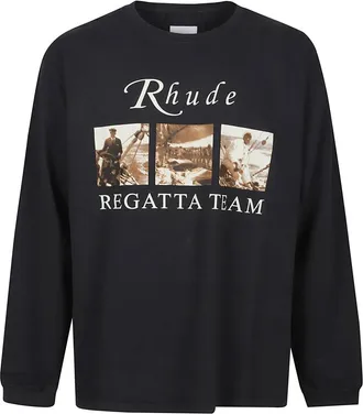 Rhude Usvi Regatta Tour Long Sleeve T-Shirt - Heren - Longsleeves - Zwart - L - Tops