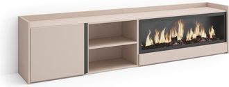Skraut Home Skraut Home - Mueble Tv, Televisi&oacute;n, Muebles De Sal&oacute;n, Almacenaje, 212x35x50cm, Para Tv Hasta 80, Chimenea El&eacute;ctrica Xxl, Estilo Moderno, Beige