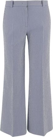 Ql2 Quelledue Gestreepte broek van stretchkatoenmix - Dames - Wijde Broeken - Blauw - XS - Katoen - Broeken