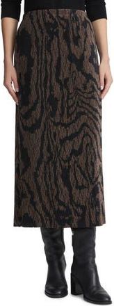 Lafayette 148 New York Wood Grooves Pleated Lace Midi Skirt in Wood Multi at Nordstrom Rack, Size Large