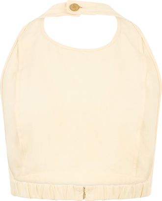 Le Kasha Womens Sleeveless Top Jalo Cream Cotton Tops