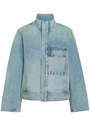 Nili Lotan Marilou High-neck Denim Jacket - Light Blue - S (UK8-10 / S)