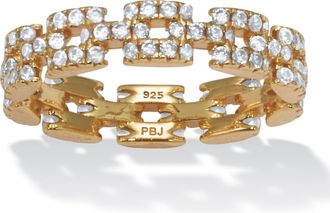 Palm Beach Jewelry 1.08 TCW CZ Gold-Plated Sterling Silver Link Ring