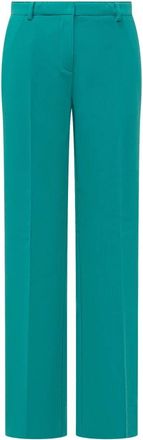 Pinko Rechte broek met persplooien - Dames - Straight fit broeken - Groen - L - Leer - Broeken
