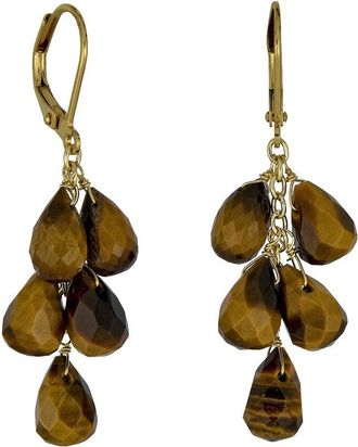 Rachel Reinhardt Jewelry Tigers Eye Teardrop Cluster Earrings