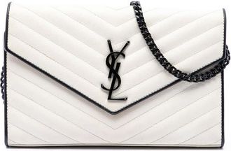 Saint Laurent Pre-owned Saint Laurent Bicolor Grain De Poudre Chevron Classic Cassandre Chain Wallet Ladies FQBDLR66WNWA5E31