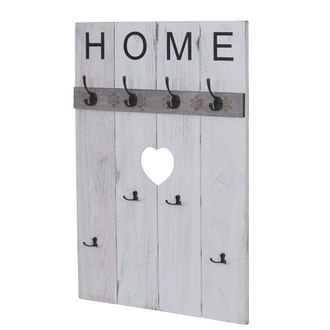 Hhg Hhg - Perchero De Pared 913 Home, Perchero Armario, Aspecto Shabby Vintage, 8 Ganchos 91x60cm, Blanco, Shabby