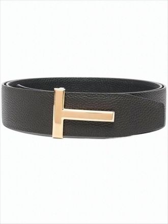 Tom Ford Textured Calf Leather Belt With T-Shaped Buckle