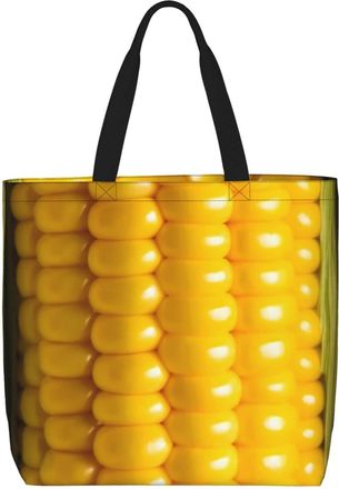 Generic Women Handbag Fresh Ripe Corn Cobs Pattern Tote Bag Folding Lightweight Crossbody Bags, For Wedding, Work, Birthday, Swim, Holiday