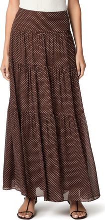Paige Somi Tiered Polka Dot Maxi Skirt in Mahogecru at Nordstrom, Size 12